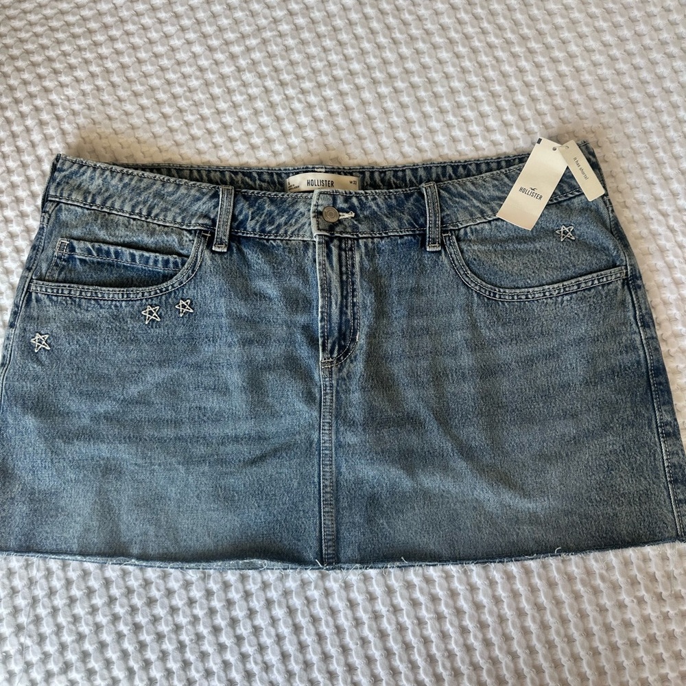 Hollister Star Embroidered Denim Mini Skirt